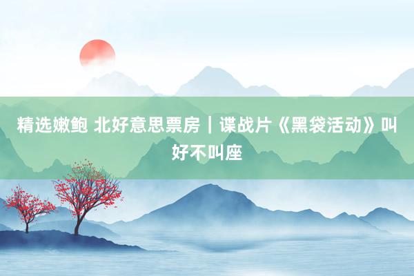 精选嫩鲍 北好意思票房｜谍战片《黑袋活动》叫好不叫座