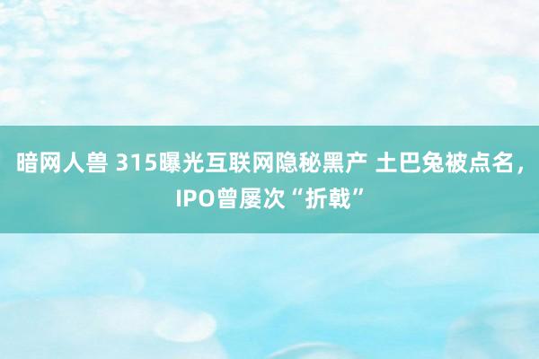暗网人兽 315曝光互联网隐秘黑产 土巴兔被点名，IPO曾屡次“折戟”