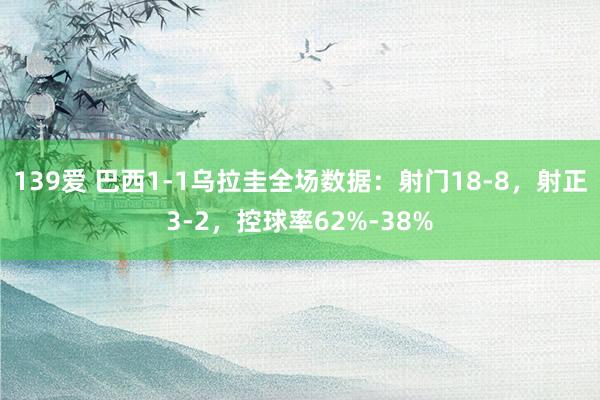 139爱 巴西1-1乌拉圭全场数据：射门18-8，射正3-2，控球率62%-38%